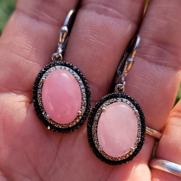 Absolutely stunning rare rose quartz black spinel diamond 925 sterling silver ea - Picture 13 of 16